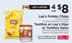 Lay's Potato Chips & Tostitos or Lay's Dips or Tostitos Salsa