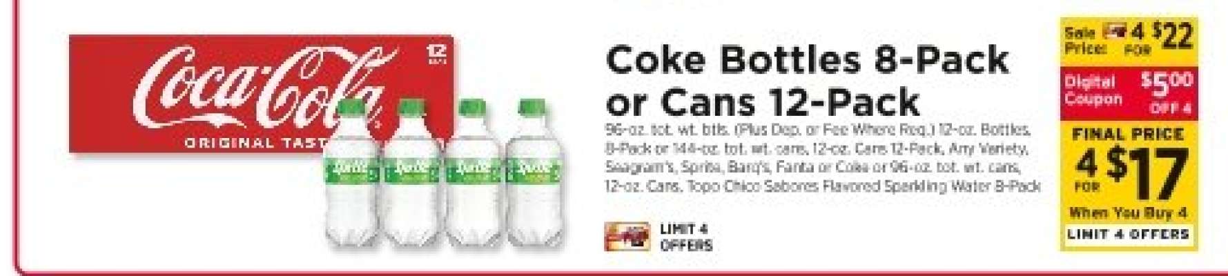 Coke Bottles 8-Pack or Cans 12-Pack