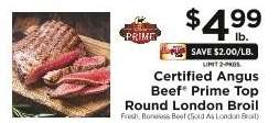 Certified Angus Beef Prime Top Round London Broil