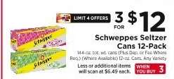 Schweppes Seltzer Cans 12-Pack