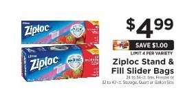 Ziploc Stand & Fill Slider Bags