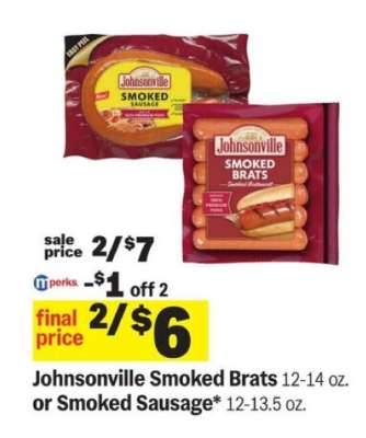 Johnsonville Smoked Brats or Smoked Sausage