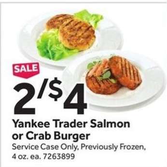 Yankee Trader Salmon or Crab Burger