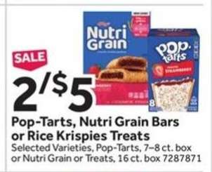 Pop-Tarts, Nutri Grain Bars or Rice Krispies Treats