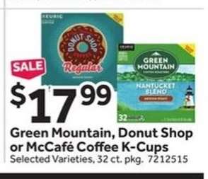 Green Mountain, Donut Shop or McCafé Coffee K-Cups