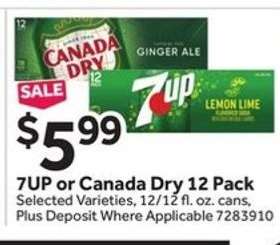 7UP or Canada Dry 12 Pack