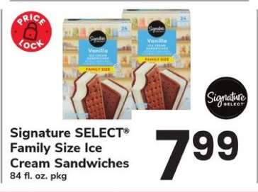 Signature SELECT Family Size Ice Cream Sandwiches