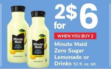 Minute Maid Zero Sugar Lemonade or Drinks