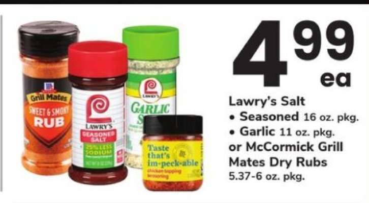 Lawry's Salt or McCormick Grill Mates Dry Rubs