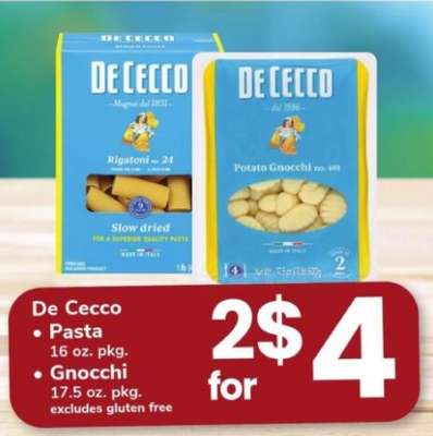 De Cecco Pasta or Gnocchi