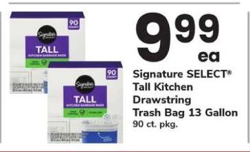 Signature SELECT Tall Kitchen Drawstring Trash Bag