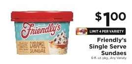 Friendly's Single Serve Sundaes
