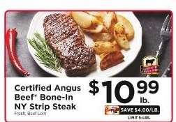 Certified Angus Beef Bone-In NY Strip Steak