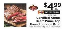 Certified Angus Beef Prime Top Round London Broil