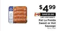 Pat La Freida Sweet or Hot Sausage