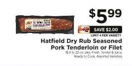 Hatfield Dry Rub Seasoned Pork Tenderloin or Filet