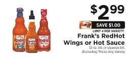 Frank's RedHot Wings or Hot Sauce