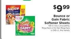 Bounce or Gain Fabric Softener Sheets
