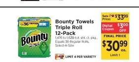 Bounty Towels Triple Roll 12-Pack