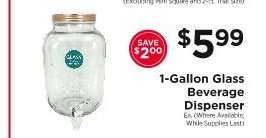 1-Gallon Glass Beverage Dispenser