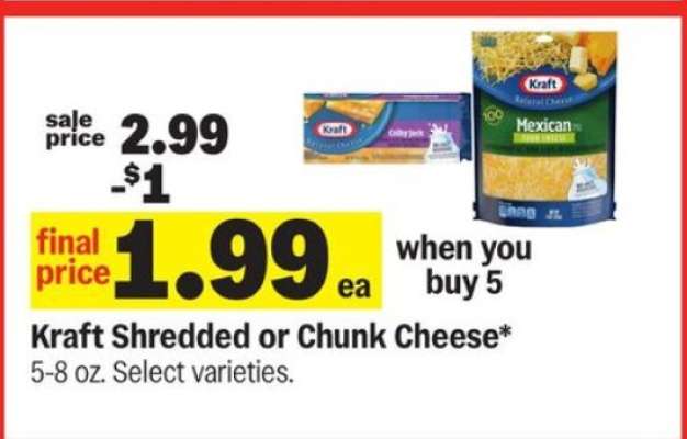 Kraft Shredded or Chunk Cheese*