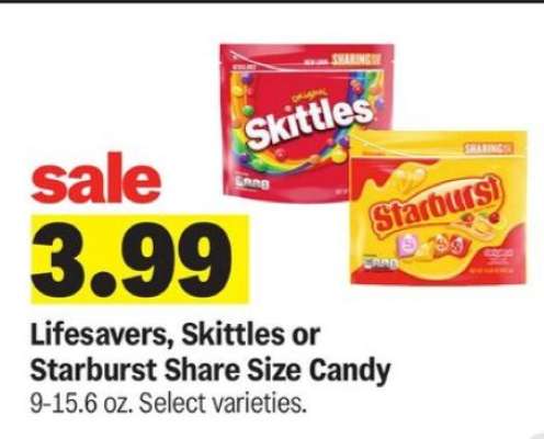 Lifesavers, Skittles or Starburst Share Size Candy