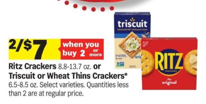Ritz Crackers or Triscuit or Wheat Thins Crackers