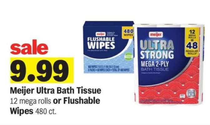 Meijer Ultra Bath Tissue or Flushable Wipes