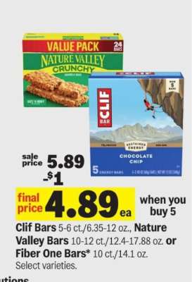Clif Bars, Nature Valley Bars, or Fiber One Bars
