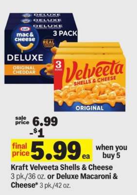 Kraft Velveeta Shells & Cheese or Deluxe Macaroni & Cheese