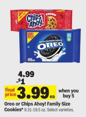 Oreo or Chips Ahoy Family Size Cookies