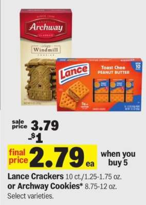 Lance Crackers or Archway Cookies