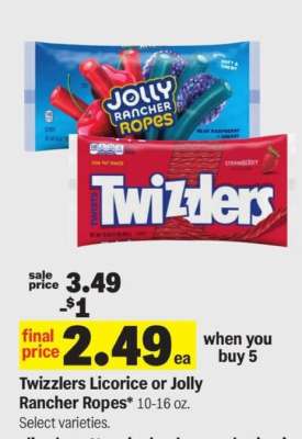 Twizzlers Licorice or Jolly Rancher Ropes