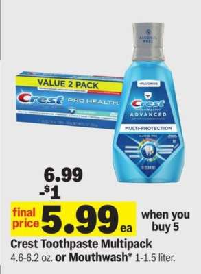 Crest Toothpaste Multipack or Mouthwash