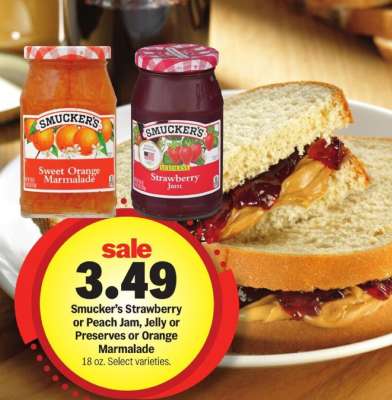 Smucker's Strawberry or Peach Jam, Jelly or Preserves or Orange Marmalade