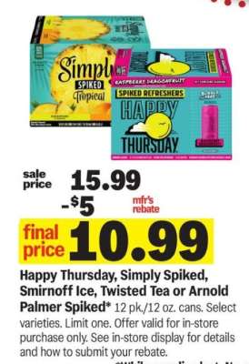 Happy Thursday, Simply Spiked, Smirnoff Ice, Twisted Tea or Arnold Palmer Spiked