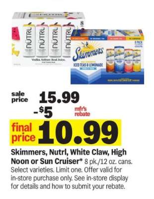 Skimmers, Nutrl, White Claw, High Noon or Sun Cruiser