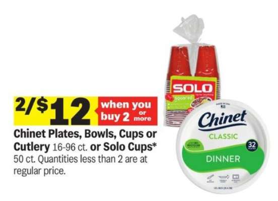 Chinet Plates, Bowls, Cups or Cutlery or Solo Cups