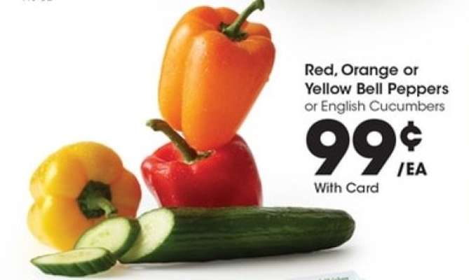 Red, Orange or Yellow Bell Peppers or English Cucumbers