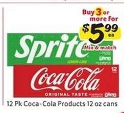 12 Pk Coca-Cola Products 12 oz cans