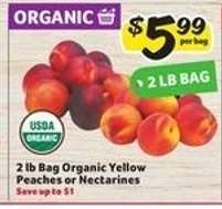 2 lb Bag Organic Yellow Peaches or Nectarines
