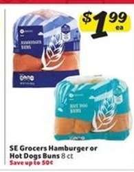 SE Grocers Hamburger or Hot Dogs Buns