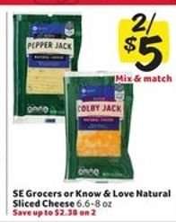 SE Grocers or Know & Love Natural Sliced Cheese