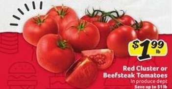 Red Cluster or Beefsteak Tomatoes