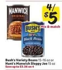 Bush's Variety Beans or Hunt's Manwich Sloppy Joe