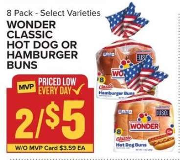 Wonder Classic Hot Dog or Hamburger Buns