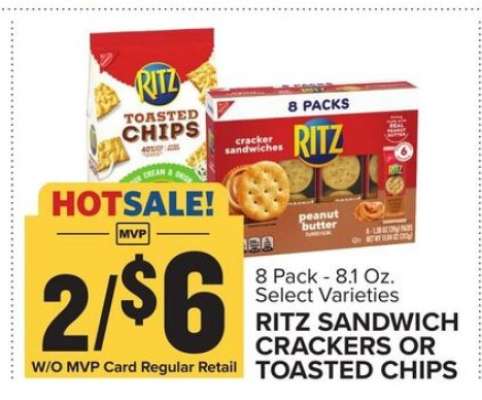 Ritz Sandwich Crackers or Toasted Chips