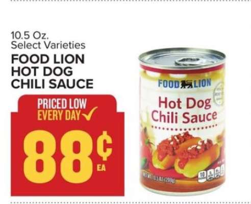 FOOD LION HOT DOG CHILI SAUCE