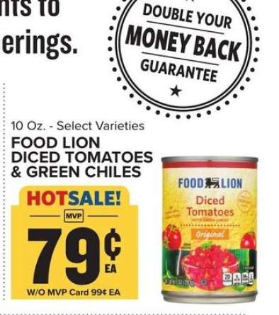 FOOD LION DICED TOMATOES & GREEN CHILES