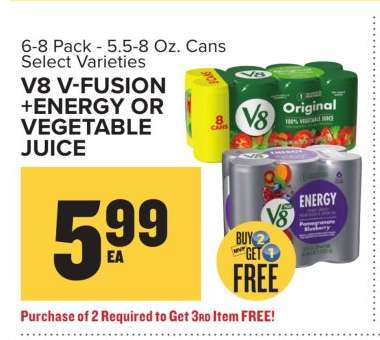 V8 V-Fusion +Energy or Vegetable Juice
